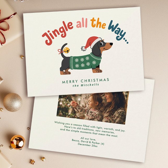 Jingle All the Way – Hundtröja Familjefoto Julkort (Skapare uppladdad)