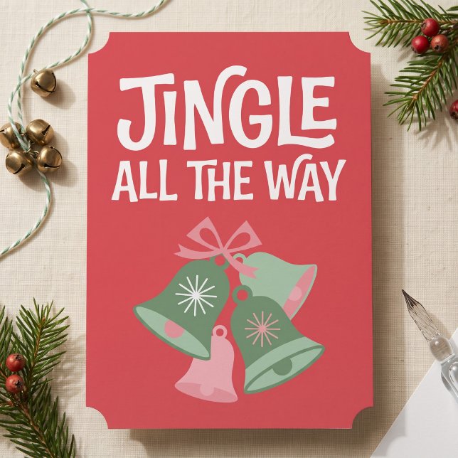 Jingle All the Way Jul Julkort (Simulated card on table)