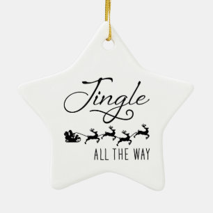 Jingle All The Way Julens släde julstjärna Julgransprydnad Keramik