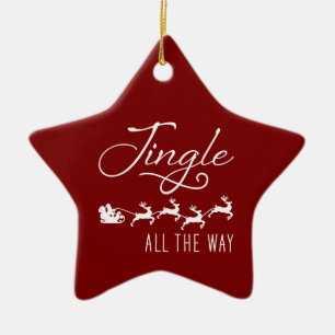 Jingle All The Way Julskäpp Rött & Vitt Julgransprydnad Keramik
