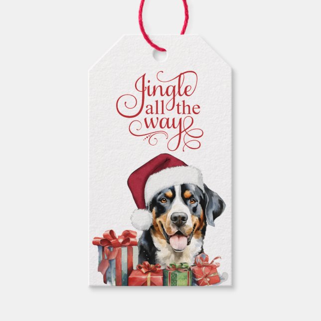 Jingle All the Way Schweizisk Berghund Jul Presentetikett (Framsidan)