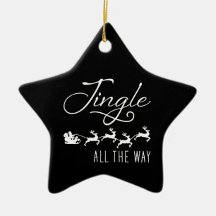 Jingle All The Way Tomtens släde Svart stjärna Julgransprydnad Keramik