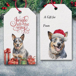 Jingle All Way Australian Cattle Hund jul Presentetikett
