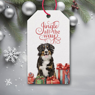 Jingle All Way Bernese Mountain Hund jul Presentetikett
