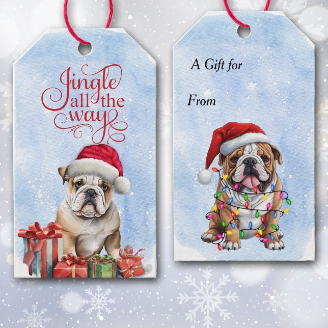 Jingle All Way Bulldog-jul Presentetikett (Skapare uppladdad)