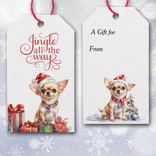Jingle All Way Chihuahua Hund jul Presentetikett (Skapare uppladdad)