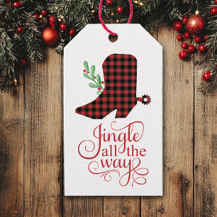 Jingle all Way Cowboy Boot-jul Presentetikett