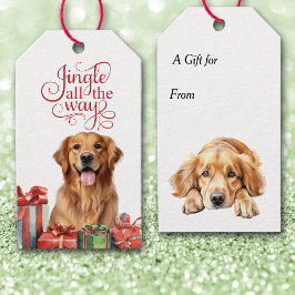 Jingle all Way Golden Retriever Hund jul Presentetikett