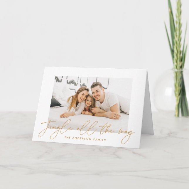 Jingle all Way Guld-skriptfoto Helgkort (Framsida)