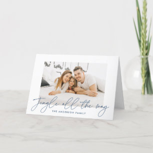 Jingle all Way Navy Script Photo Helgkort