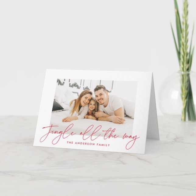 Jingle all Way Red Script Photo Helgkort (Framsida)