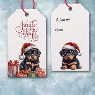 Jingle All Way Rottweiler Puppy-julen Presentetikett