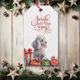 Jingle All Way White Pudel-jul Presentetikett