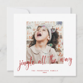 Jingle allt Way Red Script 2 Photo Helgdag Card Kort