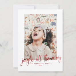 Jingle allt Way Red Script 2 Photo Helgdag Card Kort