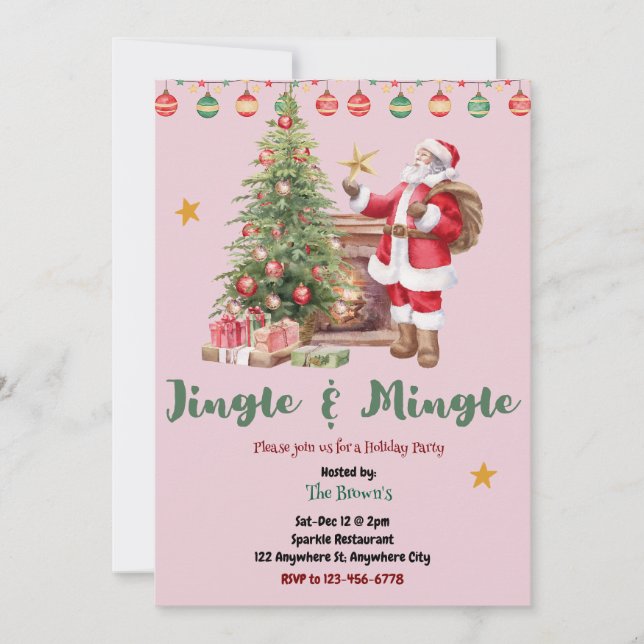 Jingle And Mingle Christmas Party Invitation Inbjudningar (Framsida)