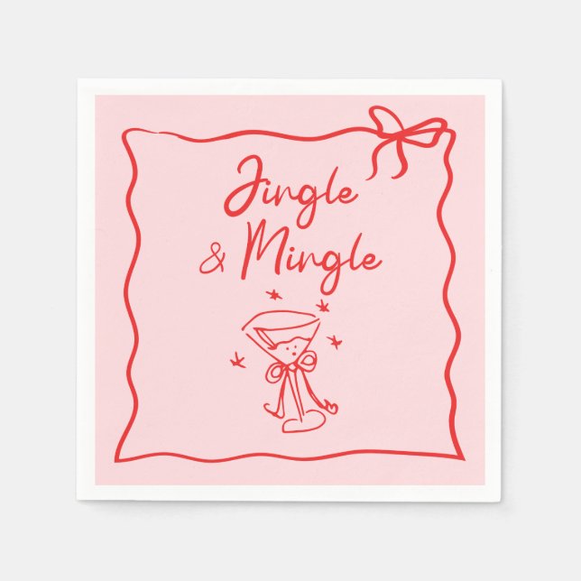 Jingle and Mingle Handritad Julfest Pappersservett (Framsidan)