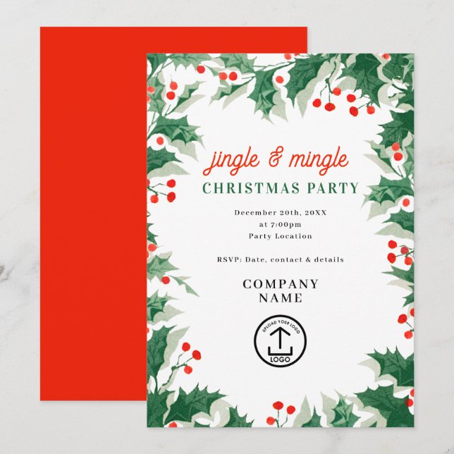 Jingle and Mingle Holiday Business Christmas Party Inbjudningar (Fram/baksida)