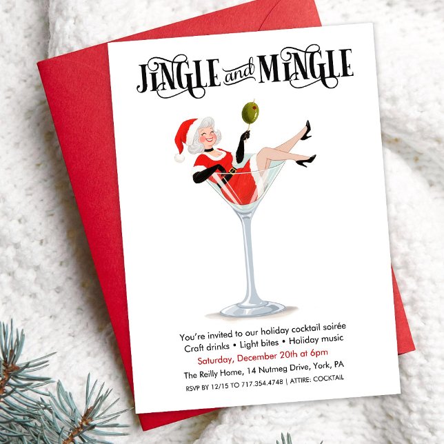 Jingle and Mingle Holiday Cocktail Martini Inbjudningar (Skapare uppladdad)