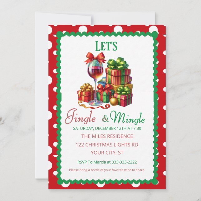 Jingle and Mingle Holiday Cocktail Party Inbjudningar (Framsida)