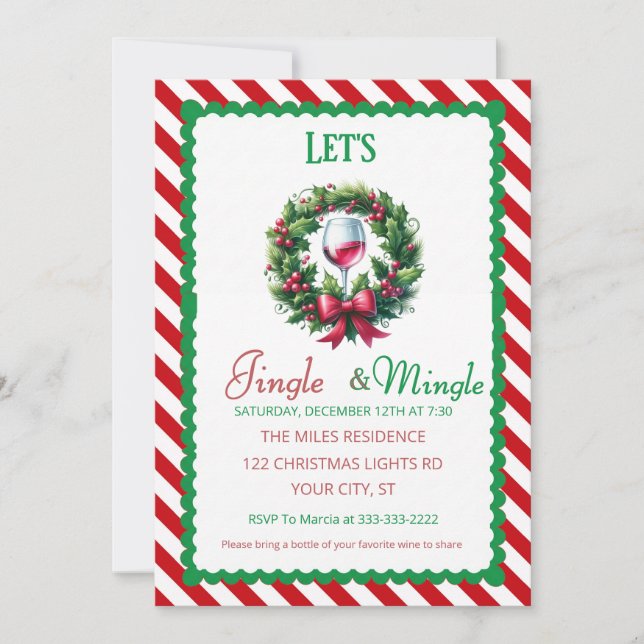 Jingle and Mingle Holiday Cocktail Party Inbjudningar (Framsida)