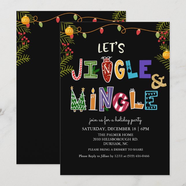 Jingle and Mingle Holiday-inbjudan Inbjudningar (Fram/baksida)