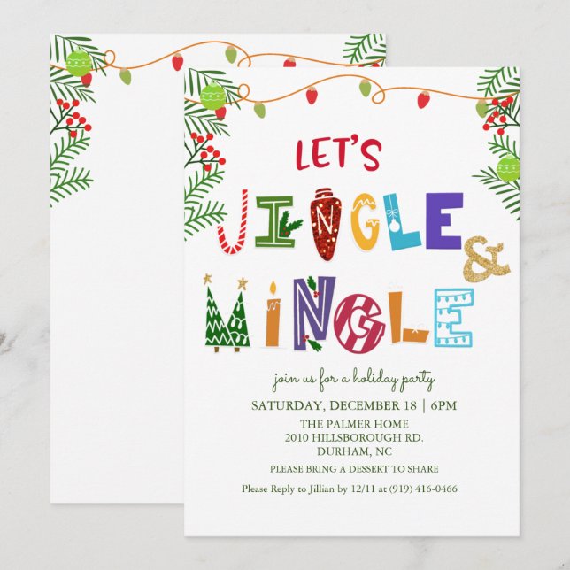 Jingle and Mingle Holiday-inbjudan Inbjudningar (Fram/baksida)