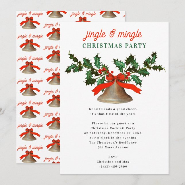 Jingle and Mingle Holiday Julfest Firande Inbjudningar (Fram/baksida)