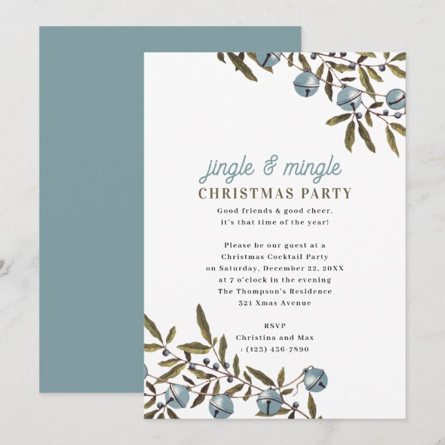 Jingle and Mingle Holiday Julfest Inbjudningar (Fram/baksida)