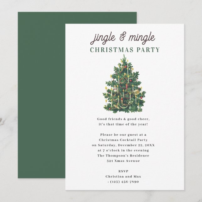 Jingle and Mingle Holiday Julfest Inbjudningar (Fram/baksida)