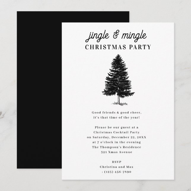 Jingle and Mingle Holiday Julfest Inbjudningar (Fram/baksida)