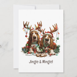 Jingle And Mingle Jul Basset Hound Hundar Inbjudningar