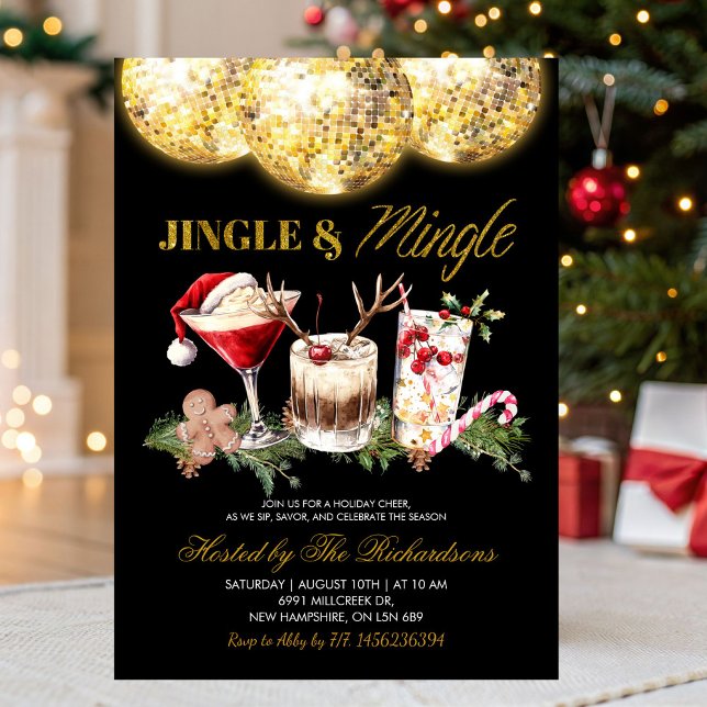 Jingle And Mingle Jul Disco Cocktailfest Inbjudningar (Skapare uppladdad)