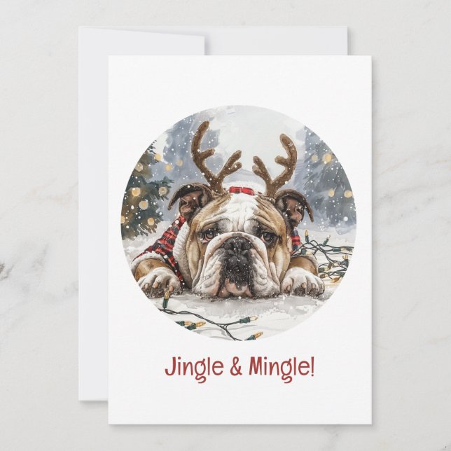 Jingle and Mingle jul English Bulldog Inbjudningar (Framsida)