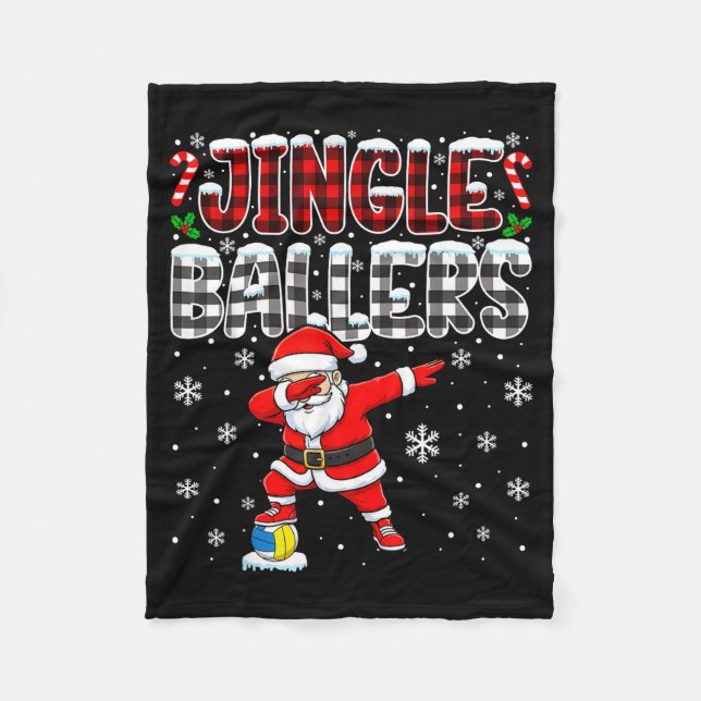 Jingle Ballers Plaid Santa Dabbing Volleyball Chri Fleecefilt (Framsidan)
