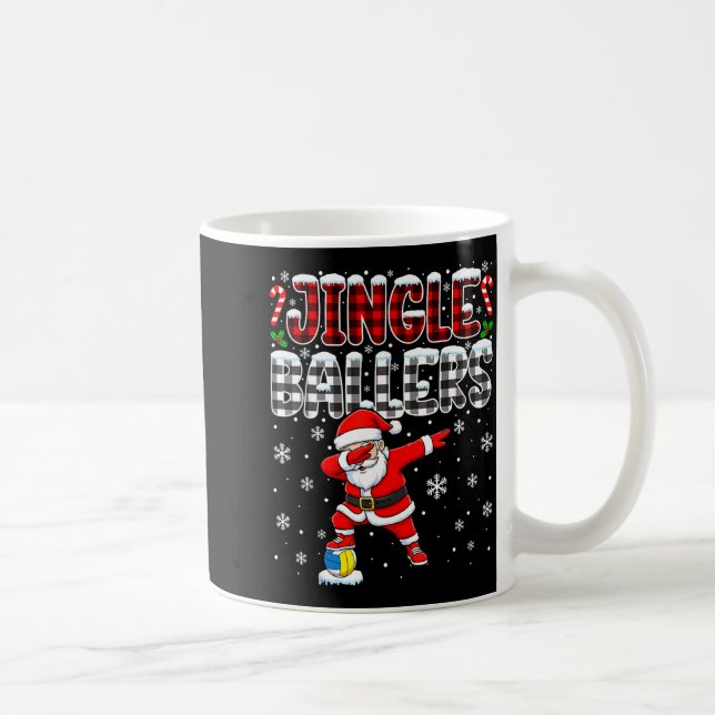 Jingle Ballers Plaid Santa Dabbing Volleyball Chri Kaffemugg (Höger)