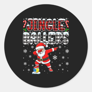 Jingle Ballers Rutig Tomte Dabbar Volleyboll Jul Runt Klistermärke