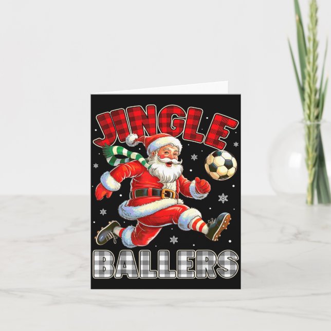 Jingle Ballers Santa Football Christmas Soccer Pla Kort (Framsida)