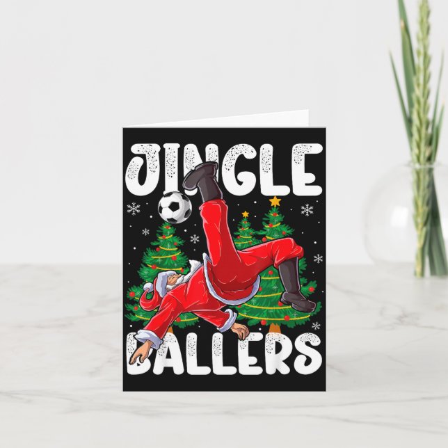Jingle Ballers Santa Football Christmas Soccer Pla Kort (Framsida)