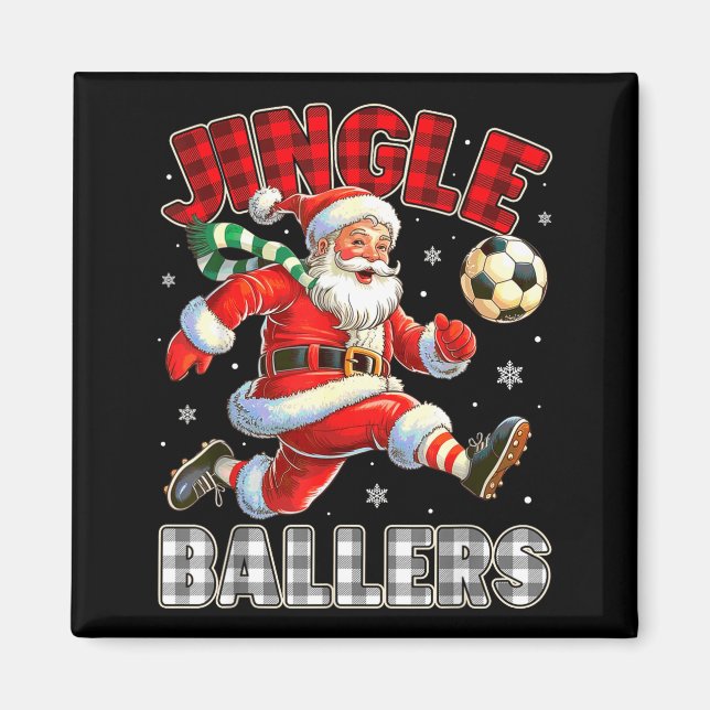 Jingle Ballers Santa Football Christmas Soccer Pla Magnet (Framsidan)
