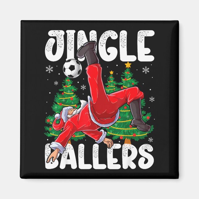 Jingle Ballers Santa Football Christmas Soccer Pla Magnet (Framsidan)