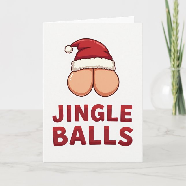 Jingle Balls Funny Christmas Card Kort (Framsida)