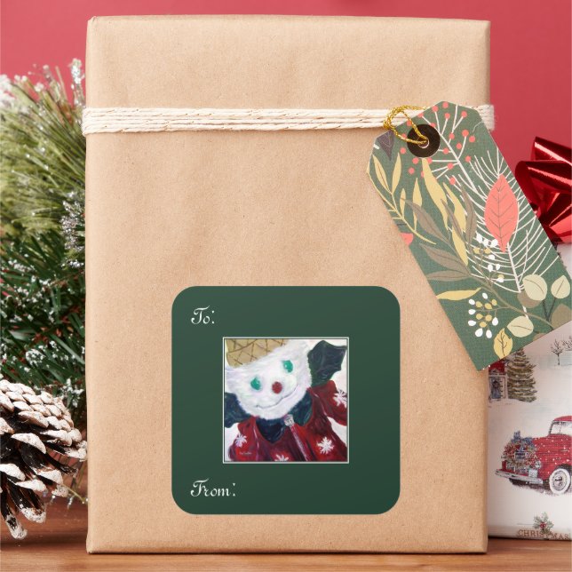 Jingle Bear Fyrkantigt Klistermärke (Semester)