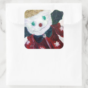 Jingle Bear Fyrkantigt Klistermärke