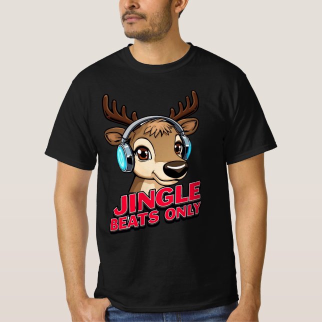 Jingle Beats Only – Musical Christmas Design T Shirt (Framsida)