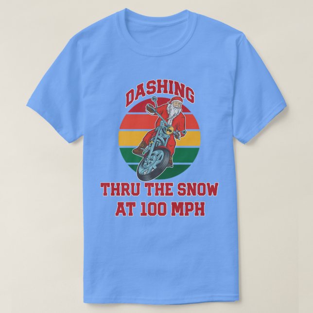 Jingle Bell Biker Santa, Dash through Snö T Shirt (Design framsida)