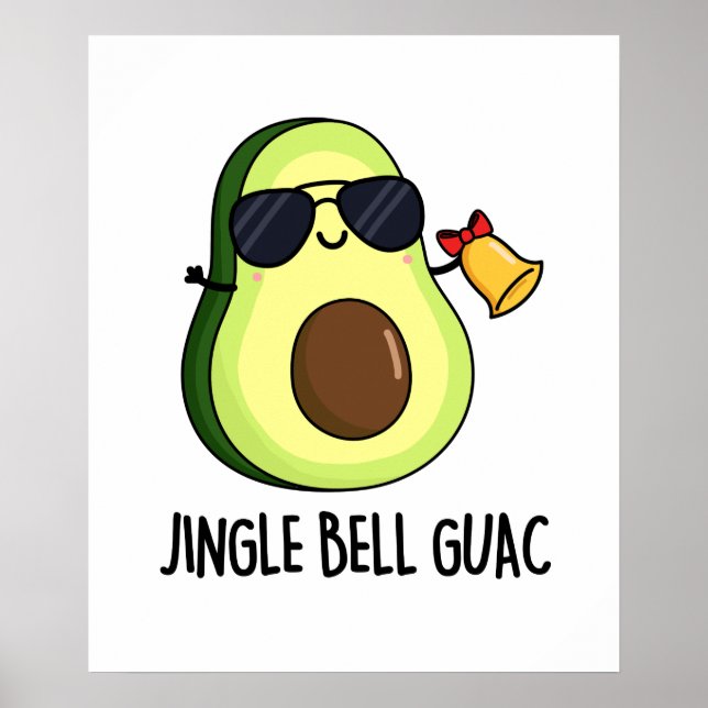 Jingle Bell Guac Funny Avocado jul Pun Poster (Framsidan)