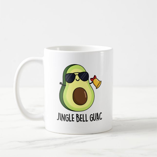 Jingle Bell Guac Funny Avocado Pun Kaffemugg (Vänster)