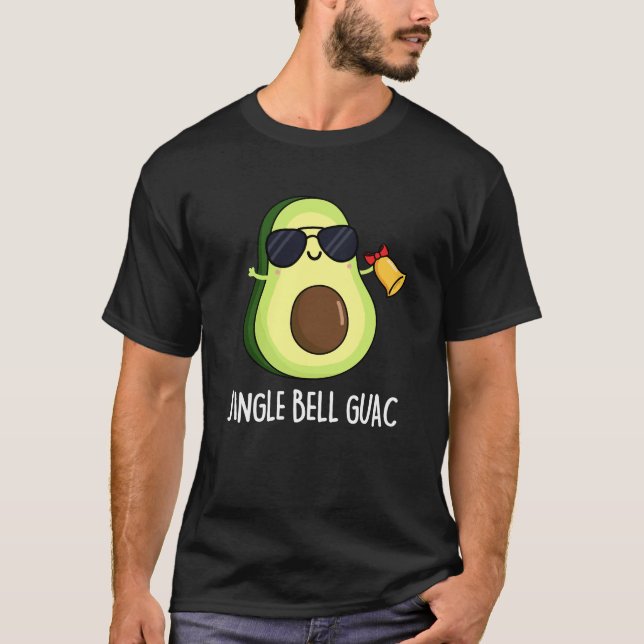 Jingle Bell Guac Funny Avocado Pun Mörk BG T Shirt (Framsida)