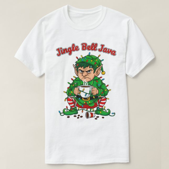 Jingle Bell Java Funny Elf Coffee Design T Shirt (Design framsida)